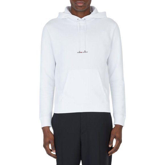 Saint Laurent Logo Hooded Sweater - White - Picture 1 of 10